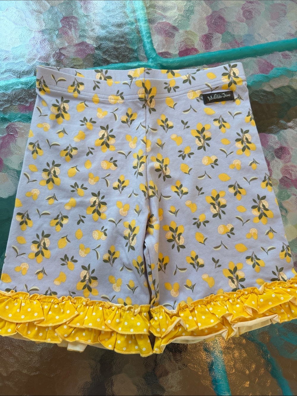 Matilda Jane Yellow Lemon Print Ruffle Hem Shorts